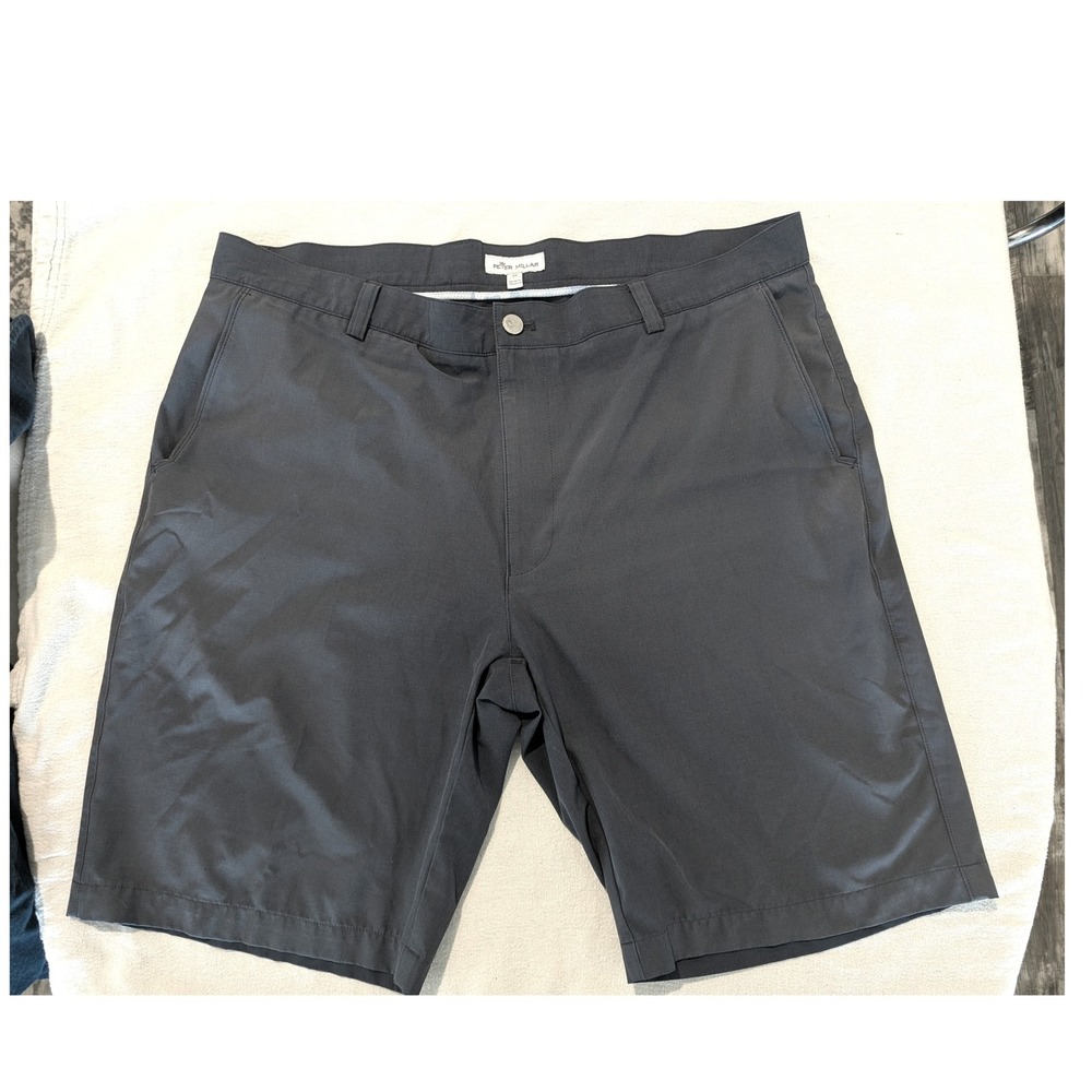 Peter Millar Mens Performance Golf Shorts Blue/Gray Size 38 Camo Pocket Lining